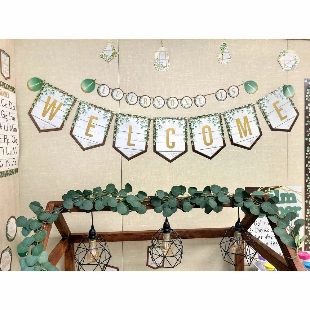 Eucalyptus Pennants Welcome Bulletin Board - 53 Pieces 3 Eucalyptus Pennants Welcome Bulletin Board - 53 Pieces - Image 3