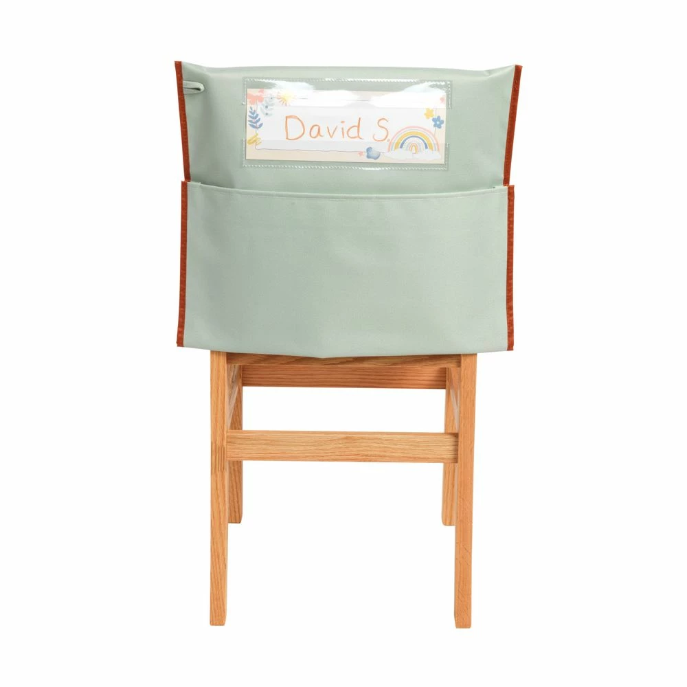 Really Good Stuff® Boho Chair Pocket Classic - Mint Chair Pocket With Clay Trim - Single 2 Really Good Stuff® Boho Chair Pocket Classic - Mint Chair Pocket With Clay Trim - Single - Image 2