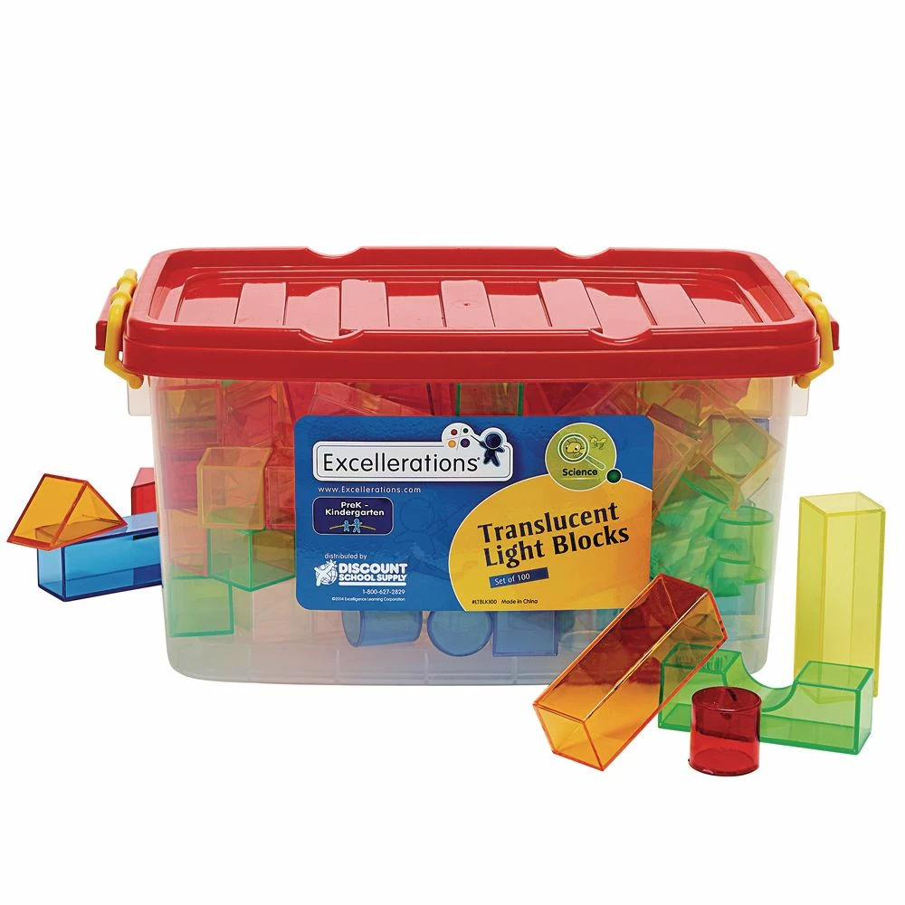 Excellerations® STEM Translucent Light Blocks - Set Of 100 In A Bin 4 Excellerations® STEM Translucent Light Blocks - Set Of 100 In A Bin - Image 4