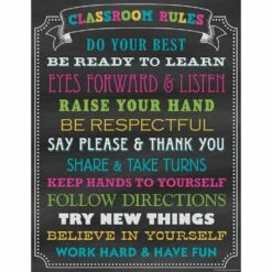 Chalkboard Brights Classroom Rules Chart - 1 Poster
