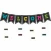 Chalkboard Brights Pennants Welcome Bulletin Board Display - 48 Pieces