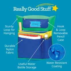 Deluxe Multi-Pocket Chair Pockets With Pencil Case And Water Bottle Holder - 6 Pack - Green/Blue 7 Deluxe Multi-Pocket Chair Pockets With Pencil Case And Water Bottle Holder - 6 Pack - Green/Blue -Kids Toys Sales 2024 S819545 2