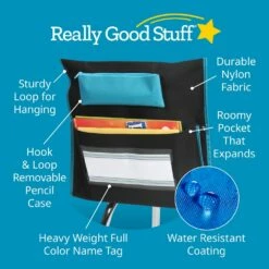 Deluxe Chair Pockets With Pencil Case - 6 Pack - Black/Turquoise -Kids Toys Sales 2024 S820791 2