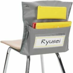 Deluxe Chair Pockets With Pencil Case - 6 Pack - Gray/Yellow