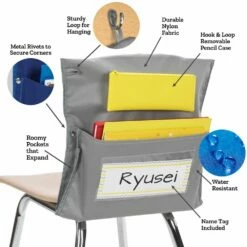 Deluxe Chair Pockets With Pencil Case - 6 Pack - Gray/Yellow -Kids Toys Sales 2024 S823483 2